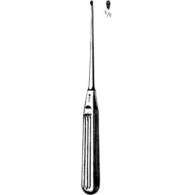 Lempert Endaural Curette, Oval, Straight, Delicate, 8" (20.0 Cm), #6/0